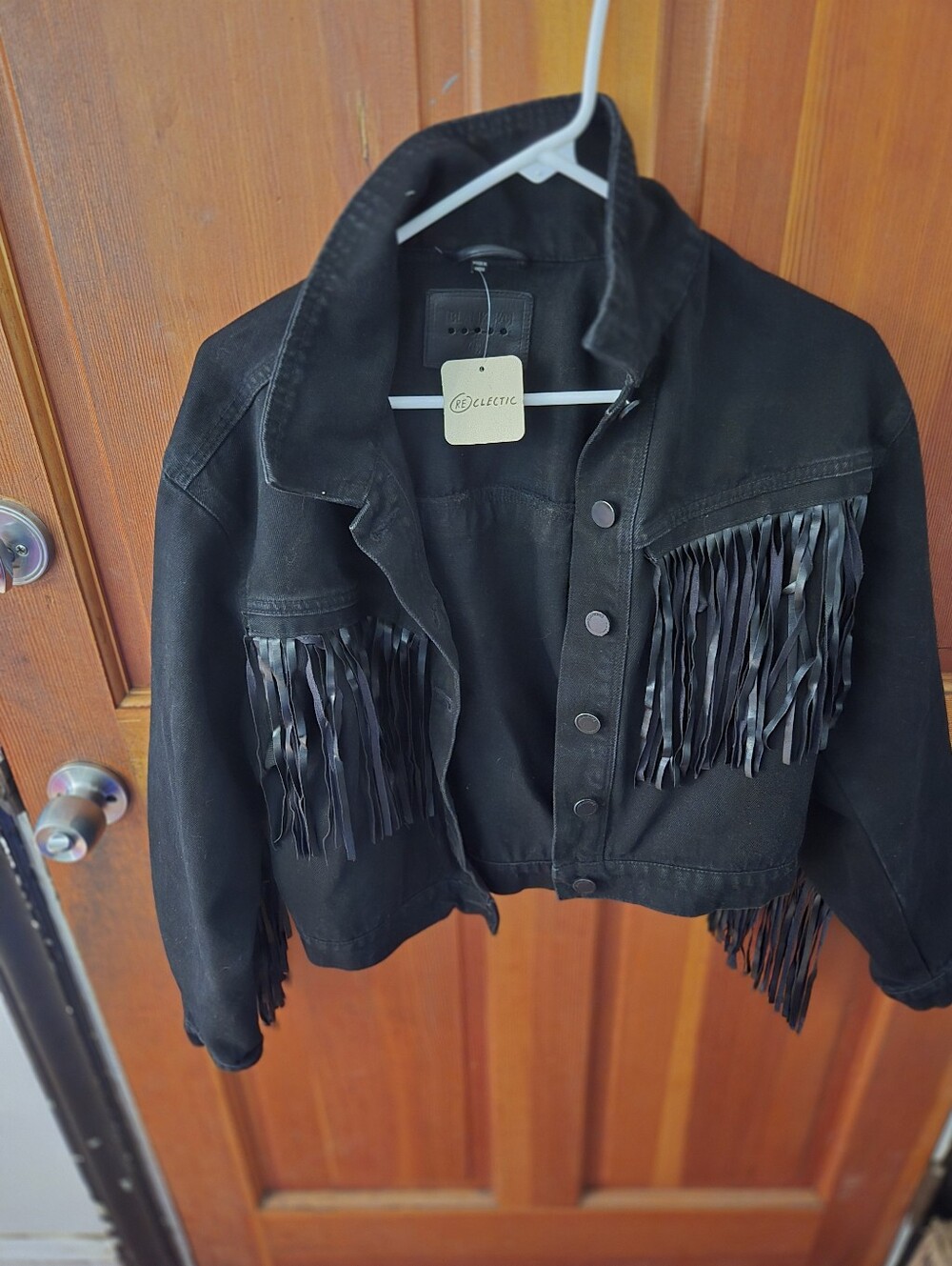 Blank NYC Black Fringe Denim Jacket